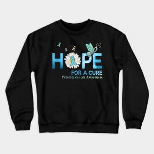 Hope For A Cure  Butterfly Flower  Prostate cancer Crewneck Sweatshirt